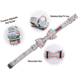 Unique Style Paws Dog Collar with Bow, Bowtie Dog Collar Adjustable Collars for Small Medium Large Dogs and Cats