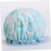 Angoily 3pcs Flamingo Printed Double Layer Bathing Hat Lightweight Shower