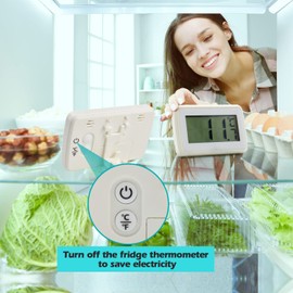 Fridge Thermometers Digital Refrigerator Thermometer, Waterproof Freezer Digital Fridge Thermometer,High Precision Fridge Alarm Thermometer with Hook for Kitchen Home,°C/°F Convertible,2 PCS