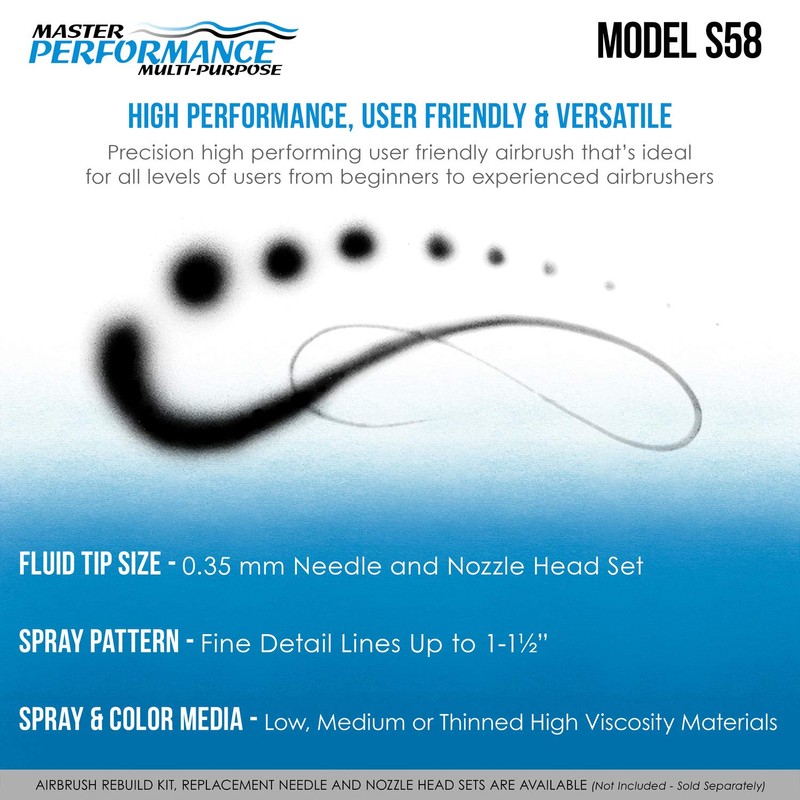 Master Airbrush Multi-Purpose Precision Dual-Action Siphon Feed Airbrush Gun with