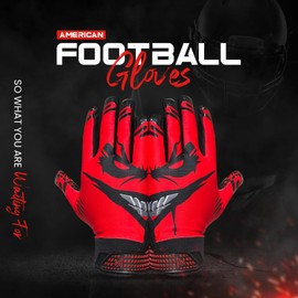 XEZROX WEAR Football Gloves for Youth & Adult – Boys & Kids Sizes for Superior Grip & Performance (Red, Youth Small)