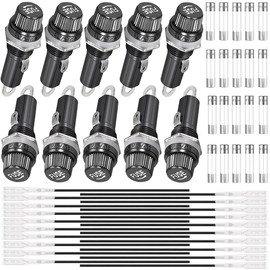 Xiatiaosann Pack of 10 Panel Mount Fuse Holder 6 x 30 mm 250 VAC 10 A, 125 VAC 15 A Black Fuse Holder with Screw Cap and Quick Fuse for Radio Automatic Stereo System