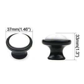 Pxyelec 6pcs Black White Ceramics Cabinet Kitchen Hardware Round Drawer Dresser Handles Wardrobe Cupboard Pull Knobs Euro Furniture