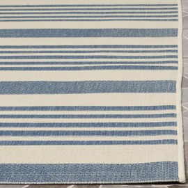 Safavieh Courtyard Collection CY6062 Stripe Indoor/ Outdoor Area Rug, 2'7" x 5', Beige / Blue