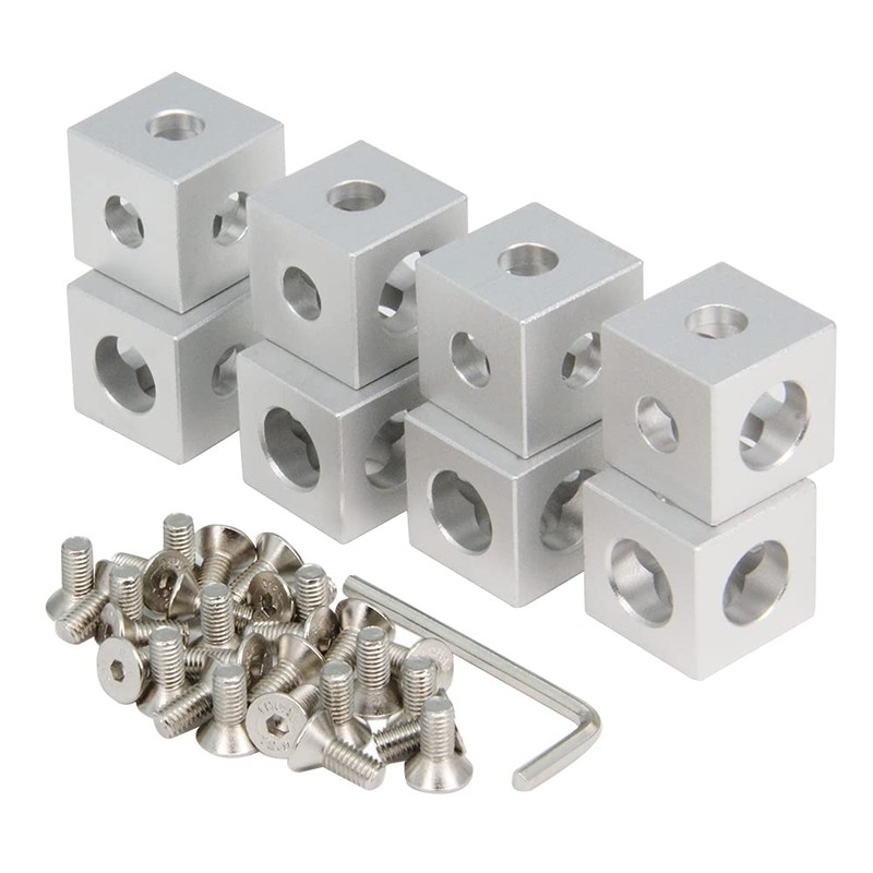 Zeberoxyz 8PCS Silver Corner Bracket Cube with 24PCS M5 Set