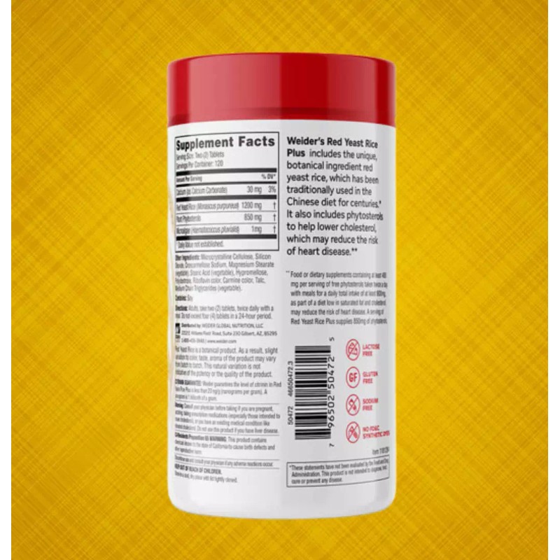 Weider Red Yeast Rice Plus 1200 mg., 240 Tablets