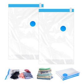 2Pack Vacuum Storage Bags for Clothes, 50x70cm Space Saver Vacuum Cubes Packing Bags, Travel Essentials Sealer Compression Bags, Storage Bags Vacuum Sealed for Travel Clothes Pillows Blankets Storage