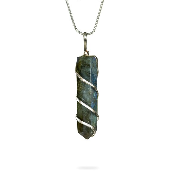 AYANA Raw Labradorite Crystal Pendant Necklace | For Empowerment Courage, Happiness Balance Prosperity Amazons, Manifests Universal Love | Handmade with Ethically Sourced Raw Natural Pure Gemstone