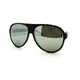 Oversized Plastic Racer Aviators Unisex Retro Fashion Eyewear Tortoise Silver