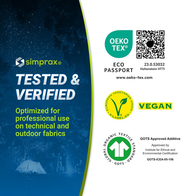 simprax® Tent Waterproofing Spray - Certified Eco-Friendly, UV-Stable & Biodegradable