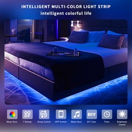 AXMOTUT Bluetooth RGB COB Led Strip Lights,9.8ft Dimmable 12v Led Light Strip with Smart App and Remote Control, Color Changing Music Sync, for TV, Bedroom, Home Decor, Party