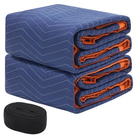 Permade 2 Pack Moving Packing Blankets- 72x80 in (8.8lb/dz) Heavy Duty Moving Pads for Furniture Protection Professional Quilted Cargo Shipping Furniture Blankets for Packing, Blue