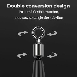 9KM DWLIFE 60 Pcs Quick Change Fishing Swivels - Stainless Steel Bearing Swivel Connector with Rolling Clips for Saltwater and Freshwater (black)​​