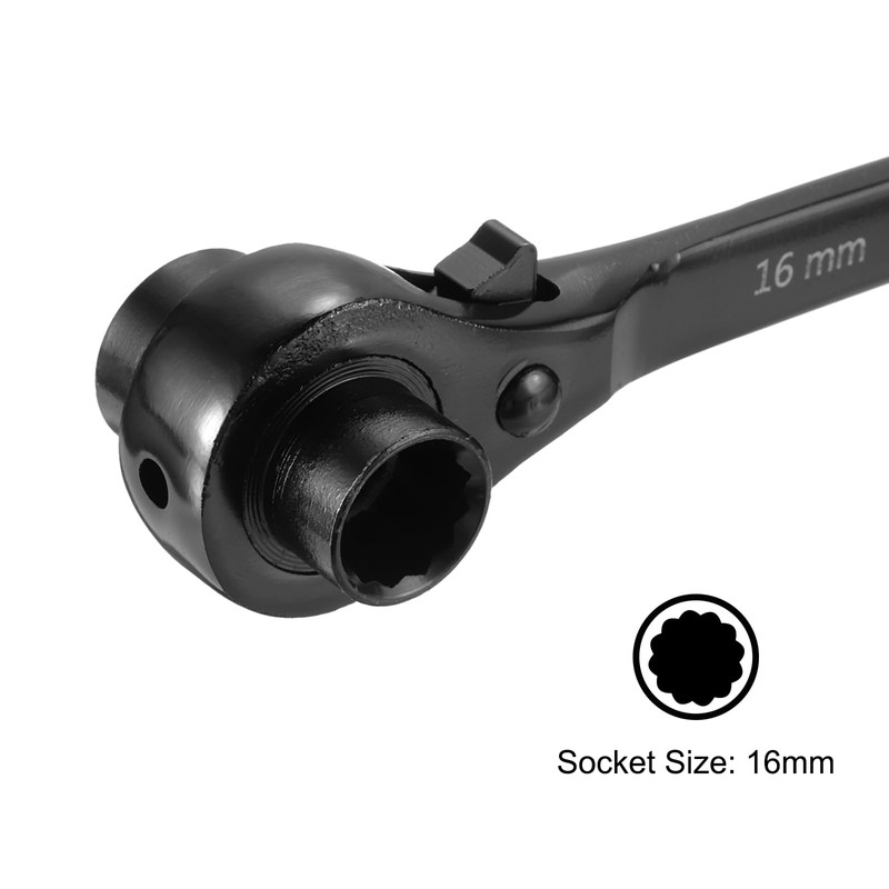 uxcell 16 x 18mm 12-Point Scaffold Podger Ratchet Spanner Ratcheting