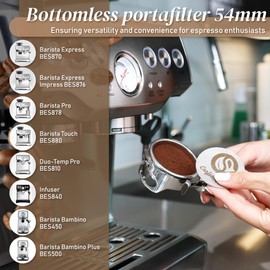 54mm Bottomless Portafilter – Compatible with Breville Espresso Machines – Espresso Portafilter 54mm with Puck Screen & Durable Resin Handle – Professional Barista Tool"
