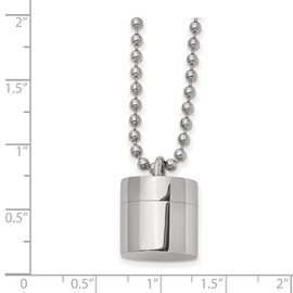 Real Stainless Steel Men's Capsule that Opens 22 inch Pendant Necklace Charm Chain - with Secure Lobster Lock Clasp 22"