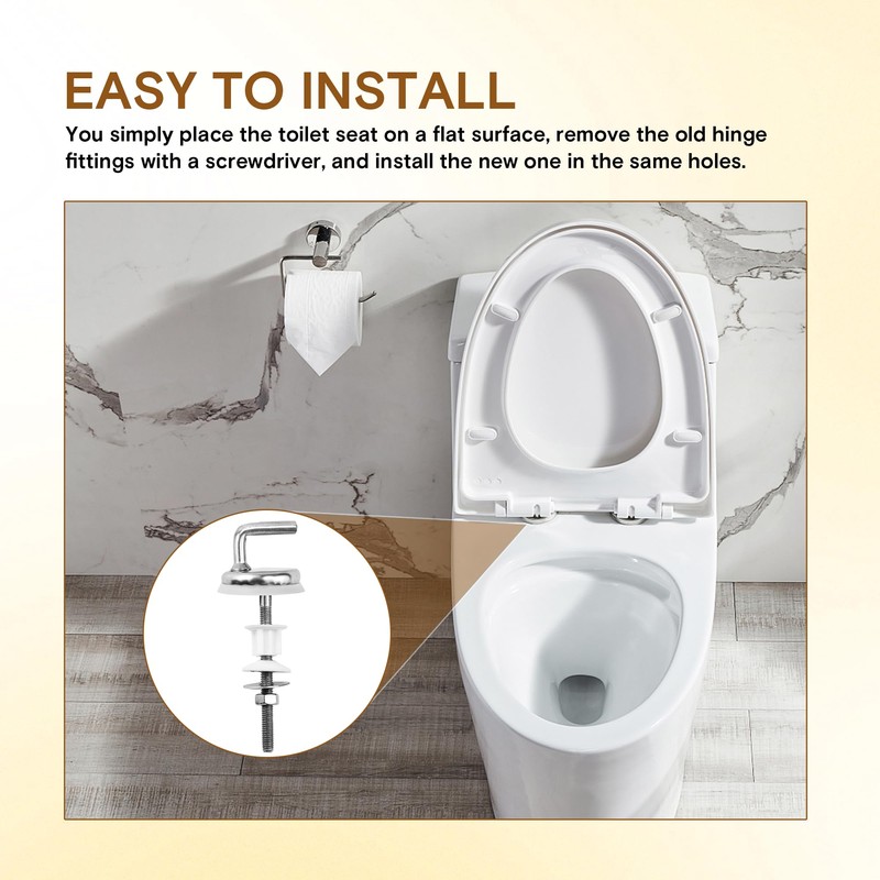 Vierone 2 Pcs Toilet Seat Hinges, Replacement Fittings, Easy &