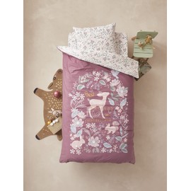 VERTBAUDET Children's Bed Linen Set, Wonderland, Plum, 140 x 200 cm, Cushion 50 x 75 cm