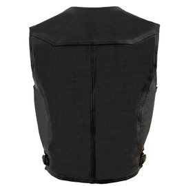 Milwaukee Leather ML1927 Men's Black Premium Leather Side Buckle Motorcycle Rider Vest w/Eagle Nickel Snaps Closure - 4X-Large