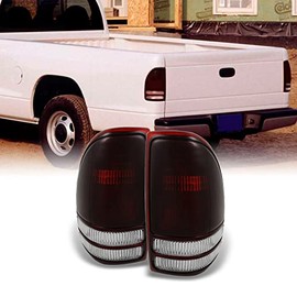 AKKON - For Dodge Dakota Pickup Truck Red Smoke Lens Rear Tail Light Brake Lamp Replacement Left + Right Pair