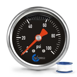 CARBO Instruments 1-1/2" Fuel Pressure Gauge, Stainless Steel Case 304, Chrome Plated Brass Connection, Glycerin Filled, 0-100 Psi, Accuracy 3-2-3%, Back Mount 1/8" NPT Black Dial