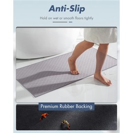 AMOAMI Bath-Mat,Ultra Thin Bath-Rugs Runner,Rubber Backed Bath Mats for Bathroom Non Slip,Absorbent Bath Rug for Bathroom Floor, Shower, Sink 2'x 4'(24" x 47") Grey