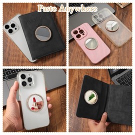 Mabor Mirror Decal for Smartphone, Adhesive Mirror Phone Charm Sticker Diamond Bling Stick on Back of Phone Cace Decal for Outdoor Make Up & Selfies