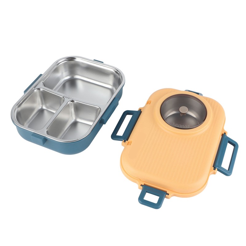 Thermal Lunch Box 1100ml Double Layer 3 Grid Design 304