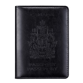 Passport Holder Travel Cover Case - Nathalie Leather RFID Blocking Wallet for Passport (Black)