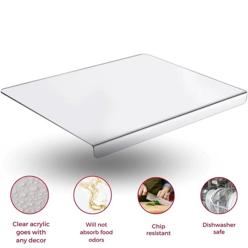 Jumbl Clear Acrylic Non-Slip Cutting Board with Counter Lip, Extra