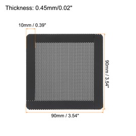 sourcing map Set of 3 PC Dust Filters, 90 x 90 mm, Magnetic Frame, PVC Computer Case, Fan Dust Protection Grille for Computer Cases, Speakers, Black