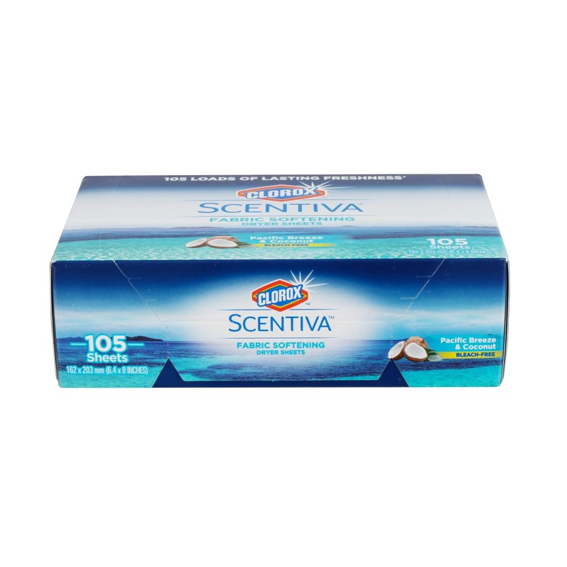 Clorox Scentiva Fabric Softener Dryer Sheets, Pacific Breeze & Coconut