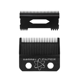 GAMMA+ Cuchilla Cortadora de Pelo Dlc Faper de Carbono, Diamante Negro Fijo de Repuesto, con Juego de Cortador de Dientes Delgado de Carbono Y Diamante Negro Móvil