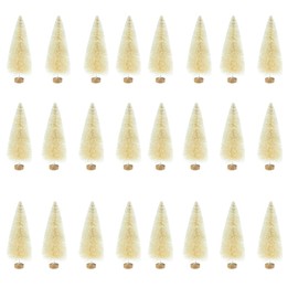 24 Pieces Mini Christmas Tree Artificial Miniature Sisal Tree Snow Frost Ornament Pine Tree Model with Wooden Base for Xmas Party Home Holiday School DIY Craft Shop Showcase Decoration, White 4.5cm