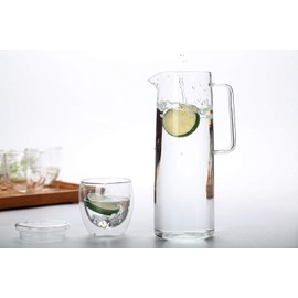 Glass Pitcher with Lid - High Heat Resistance Stovetop Safe Pitcher for Hot/Cold Water & Iced Tea