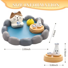 Miniature Spa Cat Figurines Cute Desk Accessories Things for Women, Mini Cat Stuff Office Desk Decor for Women, Tiny Cat Statue Trinkets Gift for Home Bookshelf Cubicle Cottagecore Decor