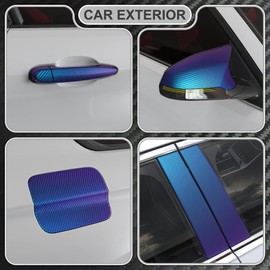 Lypumso 3D Chameleon Blue to Purple Carbon Fiber Vinyl Wraps, Auto Self-adhesive film rolls for DIY Use, Stickers for car Interior and Exterior Color Change Decoration with No Bubble Release 1ft x 5ft
