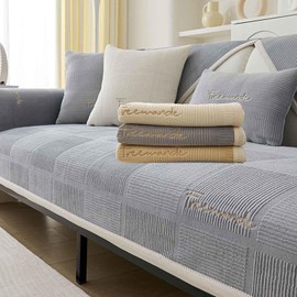 LINGKY Sofa Cover, Couch Cover, 1-/2-/3-/4-Seater, Non-Slip Sofa Protector, L-Shaped, Sofa Covers for Seat, Sofa Throw, Velvet (Grey, 70 x 90 cm, Rectangular)