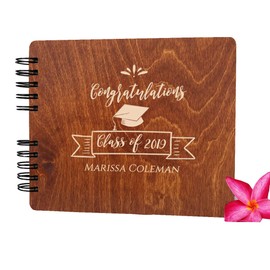 Graduation Wood Guest Book Made in USA (Customize Personalize Wood Engraving) Rustic Grad Gifts Photo Album Party Supplies Decorations Instant Photo Guest Book Congratulation Class of