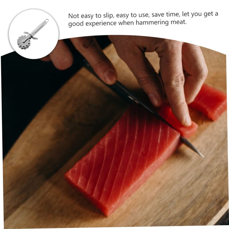 ABOOFAN 2pcs Stainless Steel Rolling Meat Tenderizer Needles with Ergonomic