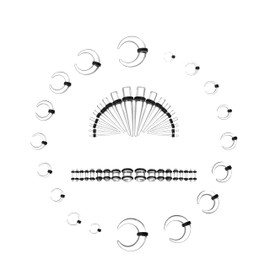 Memsion Ear Stretching Kit 54 Pieces 14G-00G Ear Gauges Expander Set Clear Acrylic Septum Piercing Kit Crescent Spiral Buffalo Tapers and Plugs for Women Men Transparnt Clear Color
