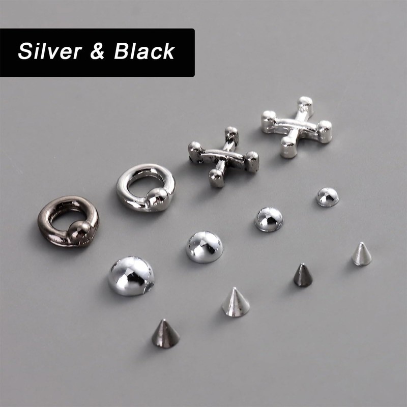 Kinretixia Goth Nail Charms, 3D Triangle and Spike Gothic Punk
