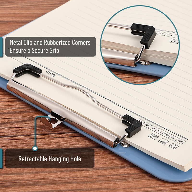 Mr. Pen- Plastic Clipboard, 12.5" x 9", 2 Pack, Gray-Blue