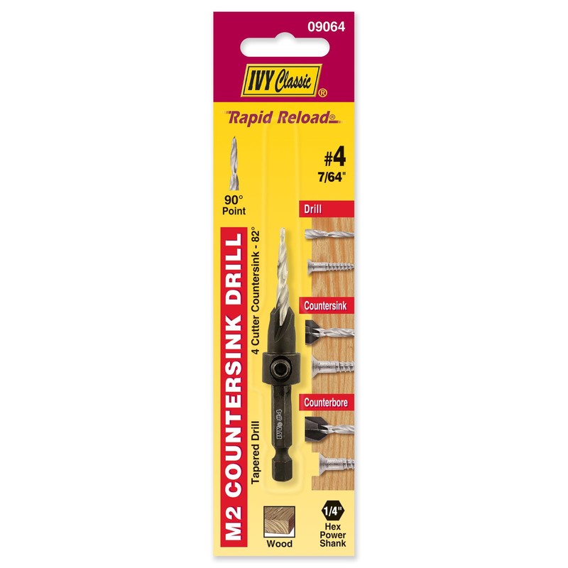 IVY Classic 09064#4 7/64" Countersink Tapered Drill Bit, M2 HSS,