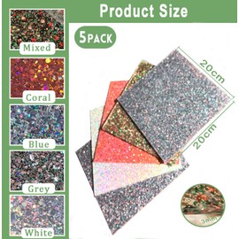 FaeliKnise Hexagon Glitter Acrylic Sheets 1/8" Thick for Laser Cutting, 5 Pcs 7.87 x 7.87 inch Colorful Cast Acrylic Sheets 3mm for Laser Engraving Crafts Festival Decoration