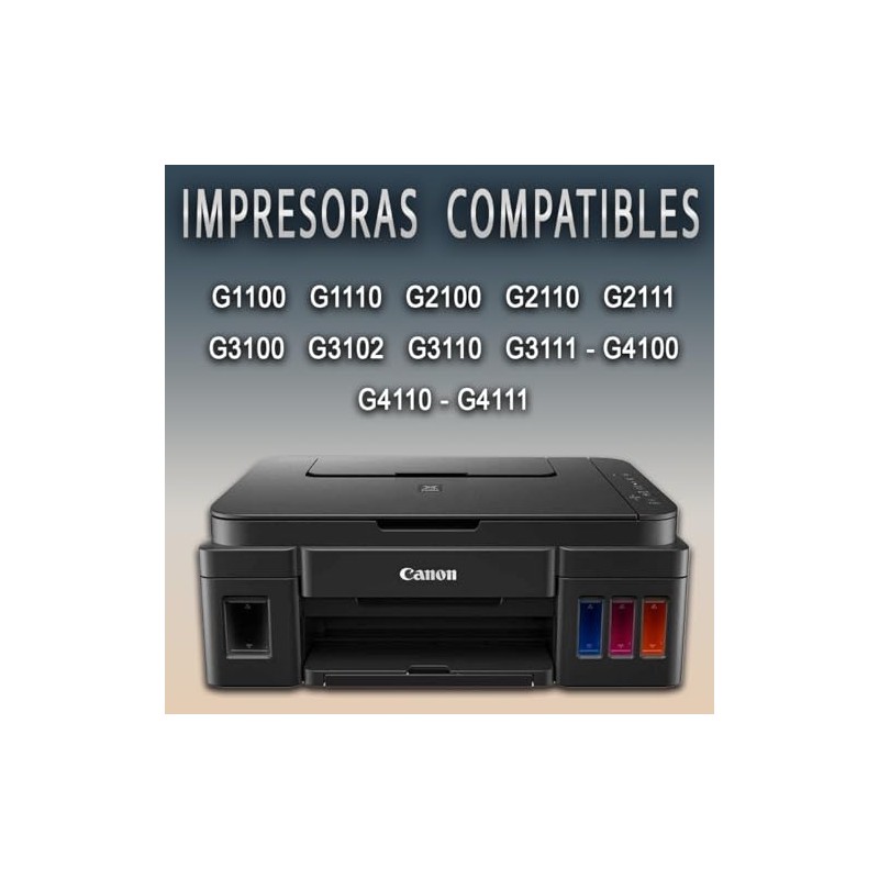 Kit 4 Tintas Compatibles con Canon Gi-190 G1100 G1110 G2100