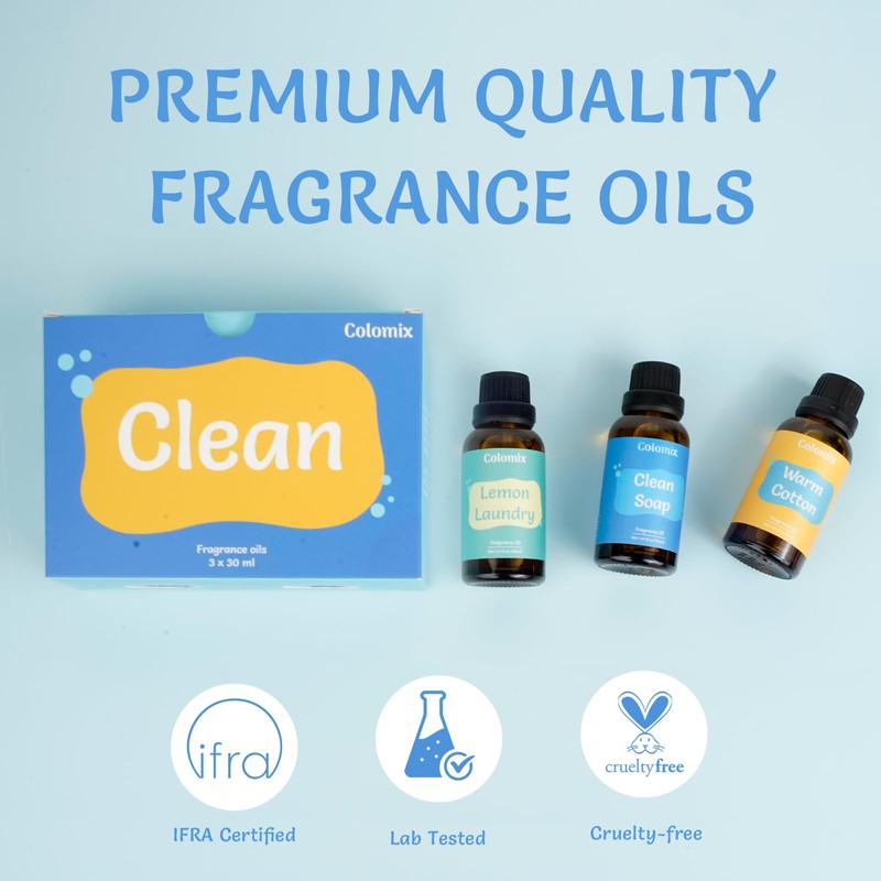 Colomix Clean Fragrance Oil Set, 30mlx3 Premium Essential Oils for