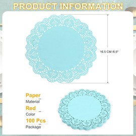 sourcing map 100pcs Paper Doilies, 6.5 Inch Lace Paper Doilies, Disposable Paper Placemats for Cakes Table Plate Crafts Party Weddings Tableware Blue
