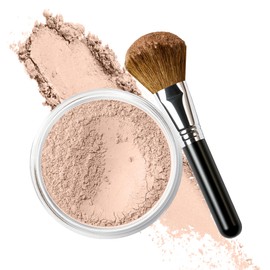 FOUNDATION with FLAWLESS FACE BRUSH Mineral Makeup (LIGHT) Matte Natural Loose Powder Bare Skin Cosmetics Full Coverage Long Lasting All Skin Types SPF 18