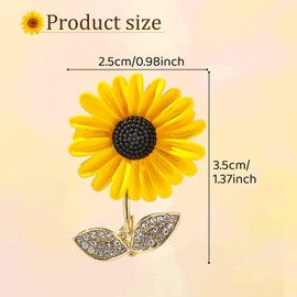 Sunflower Brooch, 4 Pcs Sunflower Pin Badge Plant Flower Brooch Rhinestone Shawl Pin Ladies Brooches for Scarf Clothing Accessories (Gold)